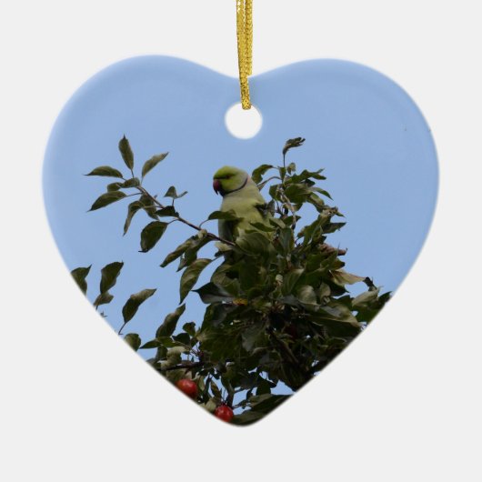 Groene parkiet keramisch ornament (Voorkant)