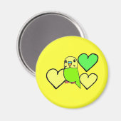 Groene parkiet met harten magneet (Voorkant / Achterkant)