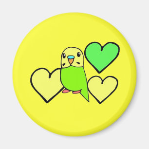 Groene parkiet met harten magneet