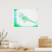Groene Parkiet Portret Poster (Keuken)