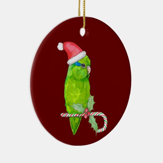 Groene parrotlet kerststijl keramisch ornament (Rechts)