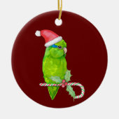 Groene parrotlet kerststijl keramisch ornament (Voorkant)