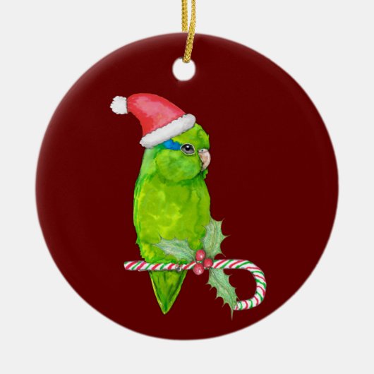 Groene parrotlet kerststijl keramisch ornament (Voorkant)