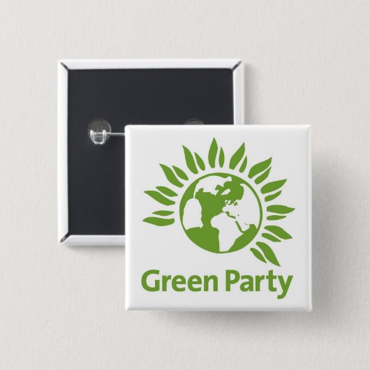 Groene Partij Vierkante Button 5,1 Cm (Voorkant /achterkant)