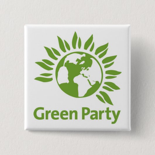 Groene Partij Vierkante Button 5,1 Cm (Voorkant)