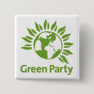Groene Partij Vierkante Button 5,1 Cm