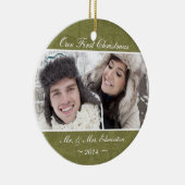 Groene Pas getrouwd Eerste Kerstfeest Keramisch Ornament (Rechts)