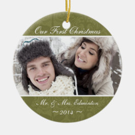 Groene Pas getrouwd Eerste Kerstfeest Keramisch Ornament