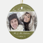 Groene Pas getrouwd Eerste Kerstfeest Keramisch Ornament (Links)