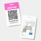 Groene pas vaccinatiecertificaat PVC roze Badge (Voor- en achterkant)