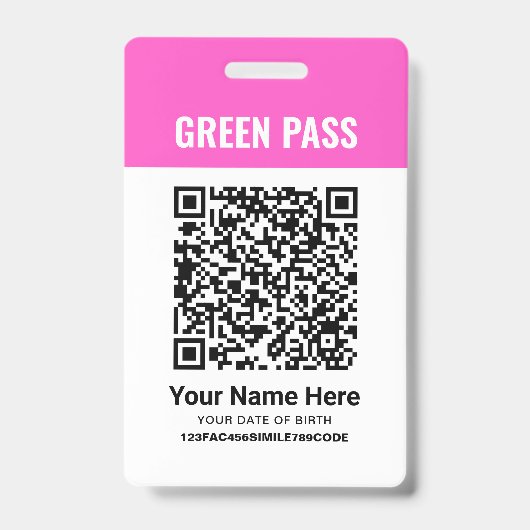Groene pas vaccinatiecertificaat PVC roze Badge (Voorzijde)