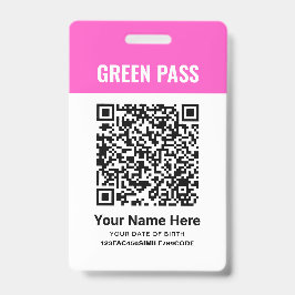 Groene pas vaccinatiecertificaat PVC roze Badge