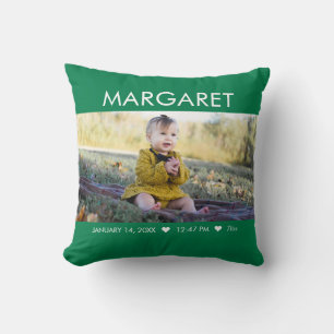 Groene Pasgeboren Baby Foto Keepsake Kussen