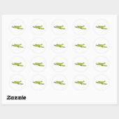 Groene Passenger Jet Cartoon Ronde Sticker (Vel)
