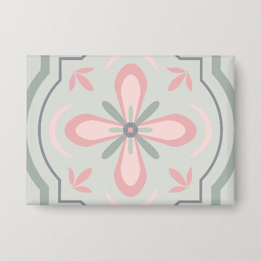 Groene Pastel Bloementegels Button (Voorkant)
