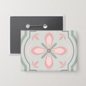 Groene Pastel Bloementegels Button (Voorkant / Achterkant)
