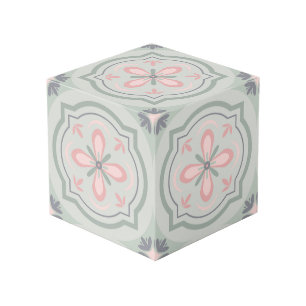 Groene Pastel Bloementegels Kubus