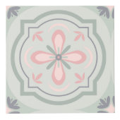 Groene Pastel Bloementegels Kubus (Voorkant)