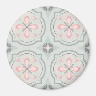Groene Pastel Bloementegels Magneet