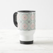 Groene Pastel Bloementegels Reisbeker (Voorkant links)