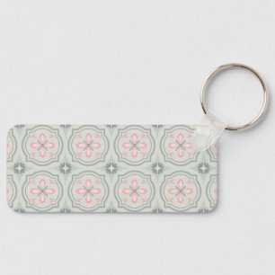 Groene Pastel Bloementegels Sleutelhanger