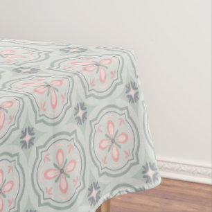 Groene Pastel Bloementegels Tafelkleed