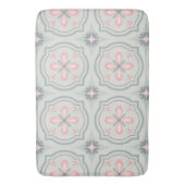 Groene Pastel Bloemtegels Badmat (Voorkant Verticaal)