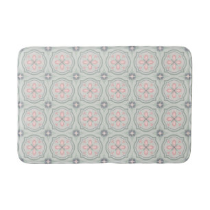 Groene Pastel Bloemtegels Badmat