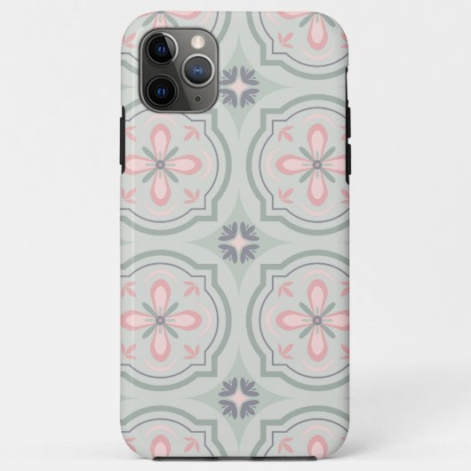 Groene Pastel Bloemtegels Case-Mate iPhone Case (Achterkant)