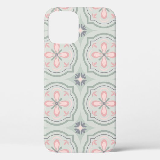Groene Pastel Bloemtegels Case-Mate iPhone Case (Achterkant)