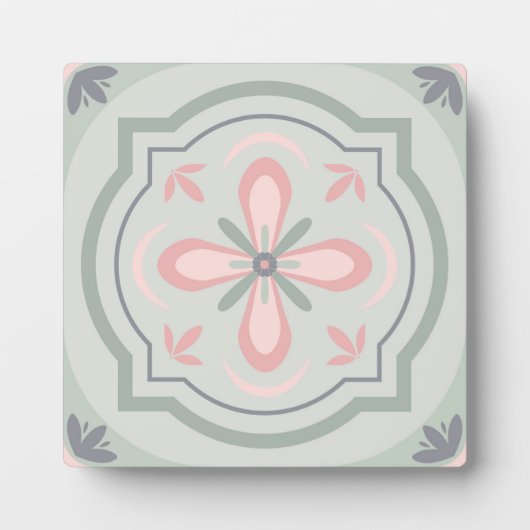 Groene Pastel Bloemtegels Fotoplaat (Voorkant)