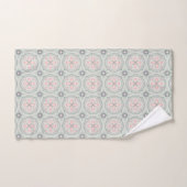 Groene Pastel Bloemtegels Handdoek (Handdoek)