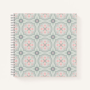 Groene Pastel Bloemtegels Notitieboek
