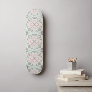 Groene Pastel Bloemtegels Persoonlijk Skateboard