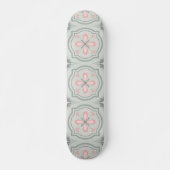 Groene Pastel Bloemtegels Persoonlijk Skateboard (Voorkant)