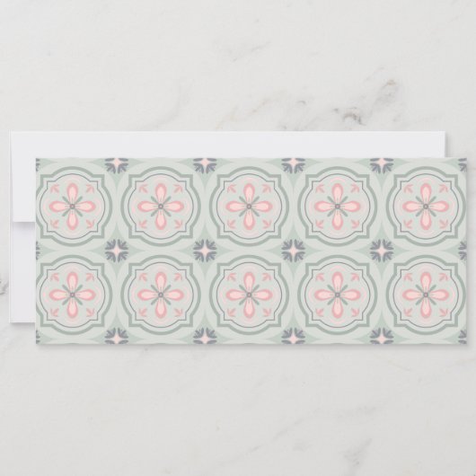 Groene Pastel Bloemtegels Save The Date (Voorkant)