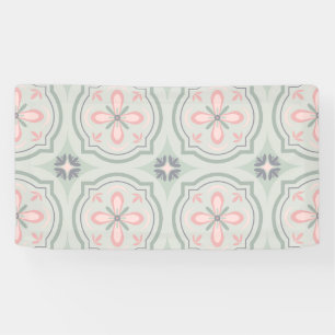 Groene Pastel Bloemtegels Spandoek