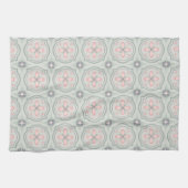 Groene Pastel Bloemtegels Theedoek (Horizontaal)
