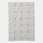 Groene Pastel Bloemtegels Theedoek (Verticaal)