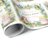 Groene Pastel Fairy Eerste Verjaardag - Cadeaupapier (Rol Hoek)