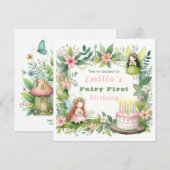 Groene Pastel Fairy Eerste Verjaardag - Kaart (Voorkant / Achterkant)