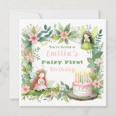 Groene Pastel Fairy Eerste Verjaardag - Kaart (Voorkant)