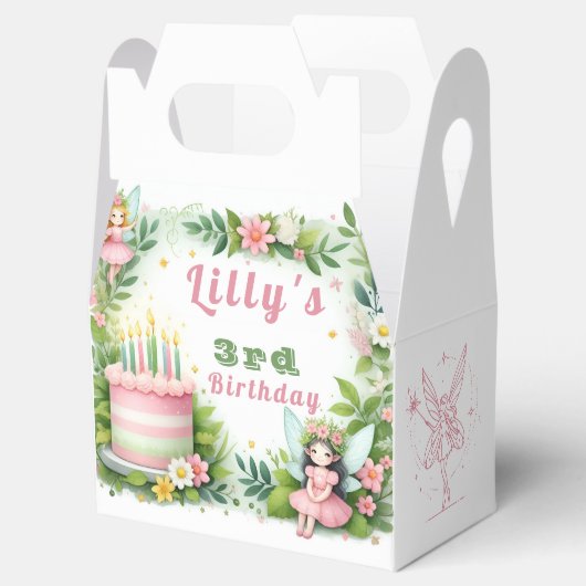 Groene pastel fee verjaardag - bedankdoosjes (Geopend)
