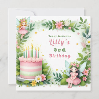 Groene pastel fee verjaardag - kaart