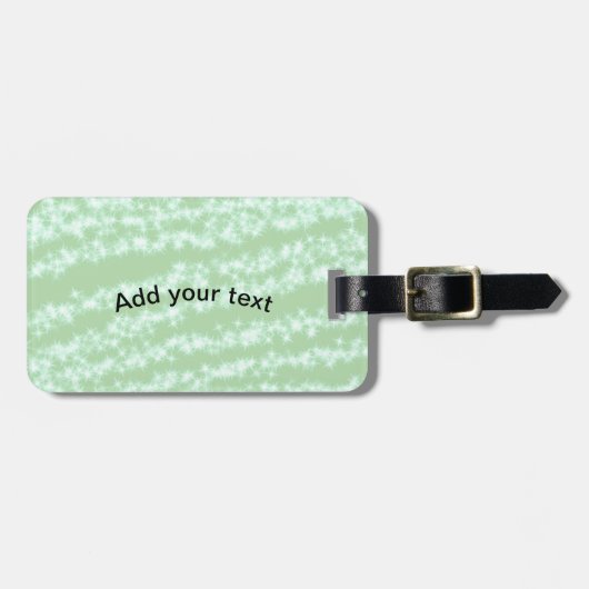 Groene pastel glittersparel naam tekst boho retro bagagelabel (Voorkant horizontaal)