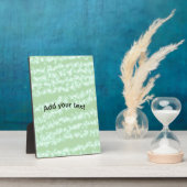 Groene pastel glittersparel naam tekst boho retro fotoplaat (Zijkant)