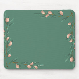 Groene pastel met roze bloemen muismat