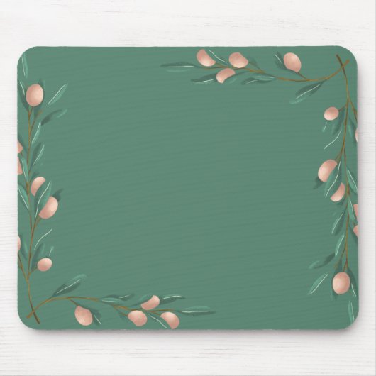 Groene pastel met roze bloemen muismat (Voorkant)
