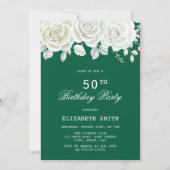 Groene Pastel White Rose Greenery Verjaardag Kaart (Voorkant)