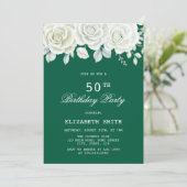Groene Pastel White Rose Greenery Verjaardag Kaart (Staand voorkant)